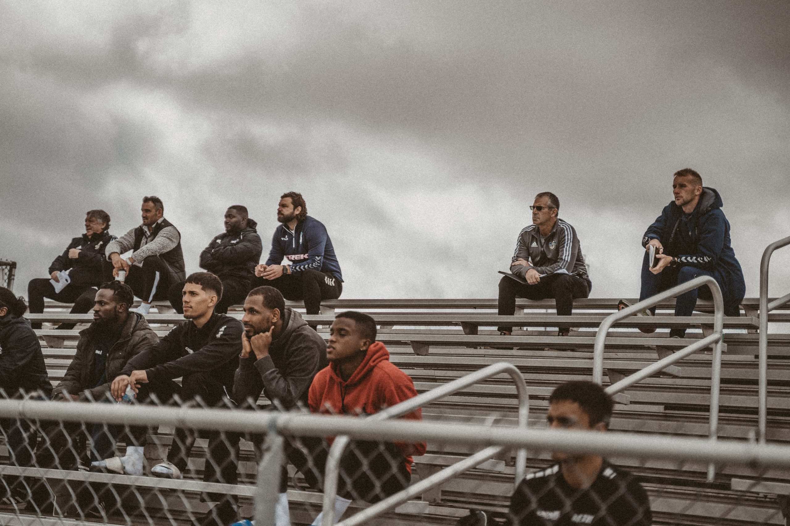 Coaches in the stands at the Charlotte combine